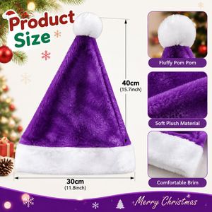 Multicolor Christmas Santa <b>Hat</b> 15.7X11.8 Inch Plush Pom <b>Holiday</b> Party Costume Cap Ready Stock Xmas Decor Accessories - Product Image 4