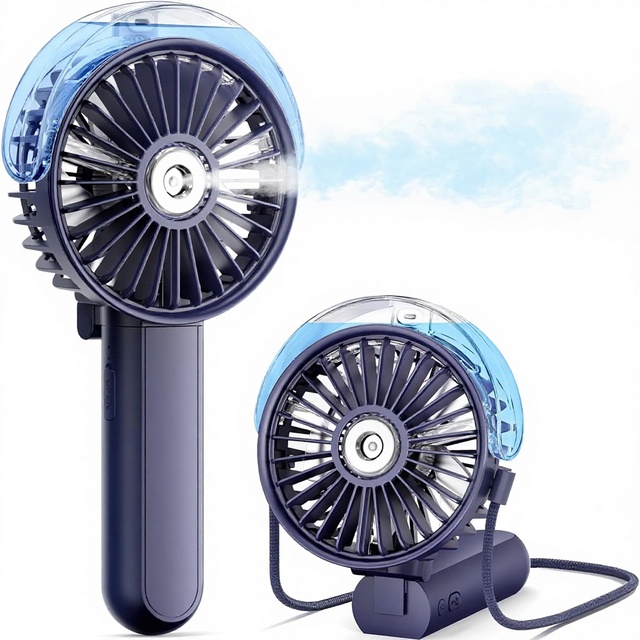 Misting Fan Portable 180 Foldable Handheld Mist Spray 3 Speeds 30ml Water Tank USB Rechargeable Lanyard Travel