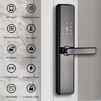 Cerradura Inteligente Electrónica con Manija de Palanca para Oficina y Hotel, Huella Dactilar, Contraseña, Teclado, Control Remoto WiFi con App Tuya, Sin Llave