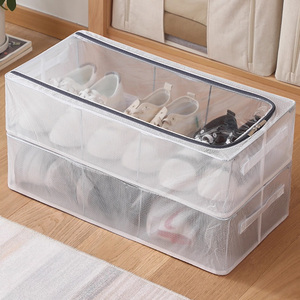 Caja de almacenamiento de malla impermeable con asa, caja de almacenamiento de ventana de visualización transparente, caja de zapatos plegable con marco de acero incorporado - Product Image 2
