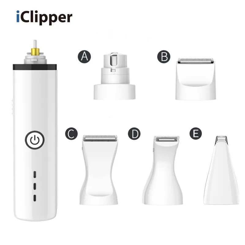 小型ペットヘアグルーミングトリマー用Iclipper-N6 USB 5 in1コードレスドッグクリッパー低ノイズペットトリマーおよびネイルグラインダー