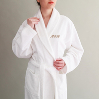 Bata de Baño de Marca Privada para Mujer Súper Suave y Esponjosa, Ropa de Dormir Personalizada de Felpa Blanca para Spa y Hotel