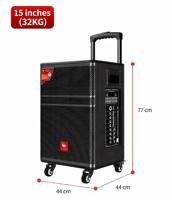 Speaker Trolley Kayu 15" Daya Besar 12V/20A Isi Ulang Dilengkapi Mic Speaker Karaoke Nirkabel Dengan BT/USB/TF/TWS/DSP/MIC/LIVE