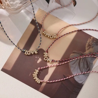 Collar con Colgante de Letra Personalizada en Cobre Chapado en Oro con Circonita y Cadena de Cuerda de Colores, Ideal para Regalo, Dropshipping