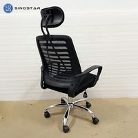 Chaise de bureau ergonomique en maille contemporaine de qualité supérieure, soutien lombaire, appui-tête réglable, dossier croisé, accoudoirs fixes