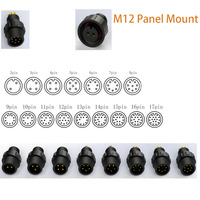 Conector de Panel para PC con Clasificación IP67, Resistente al Agua, de 2-8 Pines, Macho/Hembra, M12/M16, Contacto de Cobre, para Aplicaciones de Iluminación LED