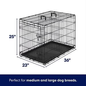 Caja de perro de alambre plegable de una sola puerta de servicio pesado Med/Large-Fold & Carry Patrón sólido Caja de material de metal embalado - Product Image 2