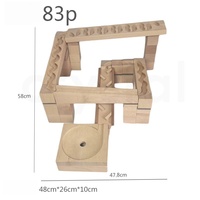 Bloques de Construcción de Madera Maciza con Bolas de Cristal, Pista de Canicas, Bloques de Construcción Educativos de Madera Grandes para Niños