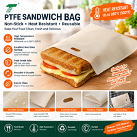 PTFE Sandviç Poşeti Yapışmaz Yeniden Kullanılabilir Gıda Poşeti Isıya Dayanıklı Fiberglas Poşet Sandviç Burger Panini Pişirme Izgara için