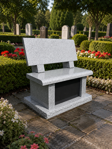 Banco de cementerio de granito gris, muebles conmemorativos personalizados de Vietnam, estilo americano, construcción de piedra sólida, hecho en Vietnam - Product Image 5