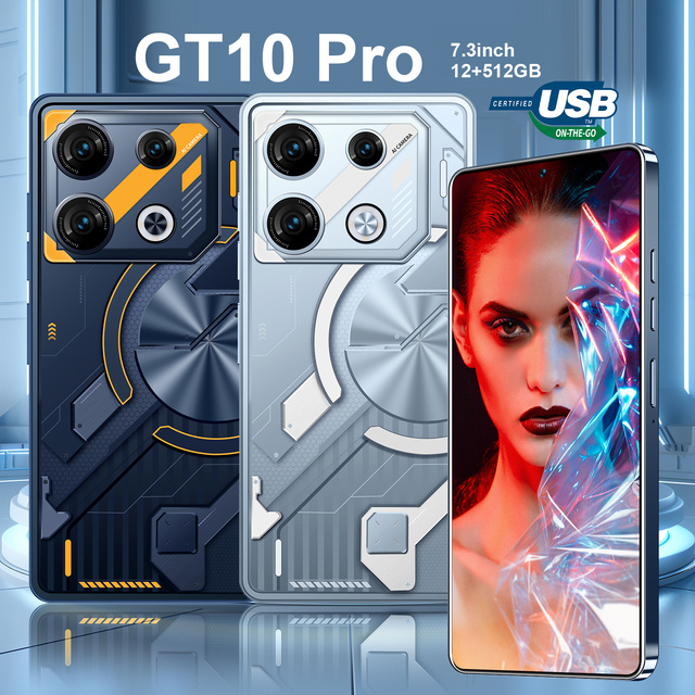 Smart Cell Phone GT10 Pro 10Core Processor 12GB RAM 512GB Storage 7.3 Full Display Android 5G