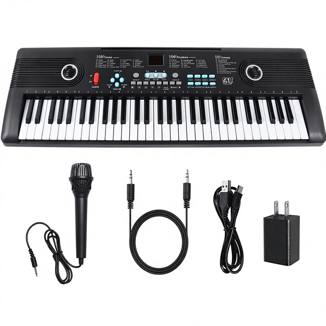 Children 61-Key Digital Piano Keyboard with Built-in Speaker & Microphone Plastic OEM/DOMI Brand for Beginners Musical Kid Gift