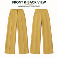 Pantalon de golf personnalisé pour femme, coupe large, taille haute, extensible dans les 4 sens, avec ourlet perforé pour les matchs sur le parcours de golf
