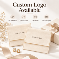 Pochette d'emballage pour bijoux en coton naturel, personnalisable avec logo OEM/ODM, étanche, écologique, à bords renforcés pour le rangement des bagues