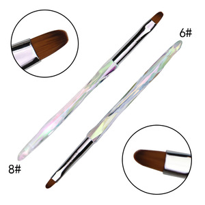 Pinceau à ongles en gel UV transparent avec manche diamant, pinceau plat pour nail art, poils en Kolinsky et nylon, grand stylo de peinture - Product Image 5