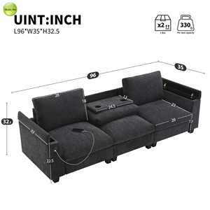 Divano Multifunzionale in Tessuto a 3 Posti, Divano Componibile con Porta USB, Bluetooth e Vano Portaoggetti per Soggiorno/Appartamento/Corridoio - Product Image 6