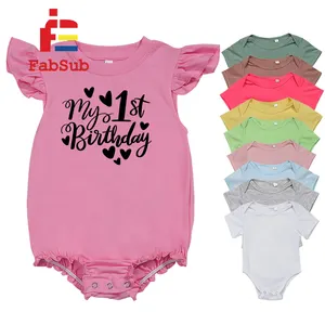 Romper gelembung sublimasi poliester kaus bayi kosong warna pastel kaus bodysuit leher kru kustom katun terasa seperti sublimasi