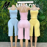 Ensemble deux pièces Milady ODM personnalisé avec logo, pantalon large à dos croisé pour femme, couleur unie, respirant, écologique, vêtements de sport décontractés