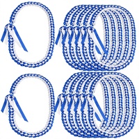Bracelets de graduation faits à la main, 12 pièces, en ruban tressé, bleu et blanc, cadeaux pour étudiants