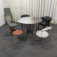 Table à manger en acier inoxydable brossé sur mesure, anti-traces de doigts, mobilier métallique pour cuisine et salle à manger