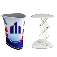 Mesa Promocional Hidráulica Rectangular Plegable Portátil con Logotipo Personalizado Impreso en Tela de Punto Tensado de 260 g/m²
