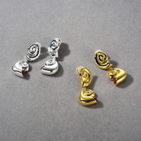 Fashion Retro serbaguna kuningan dilapisi emas 18k bertatahkan batu permata merah anting Keong hadiah perhiasan wanita disesuaikan