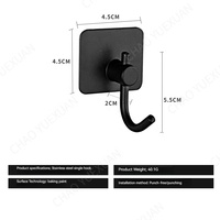 Crochets muraux en acier inoxydable écologiques, vente en gros d'usine, porte-manteau noir pour hôtel, maison, salle de bain