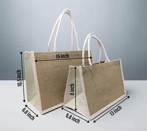 Sac Fourre-Tout Réutilisable Naturel Personnalisé Organique Naturel Pliable <span class=keywords><strong>Dessin</strong></span> Toile Plage Shopping avec Matériel de Jute - Product Image 3
