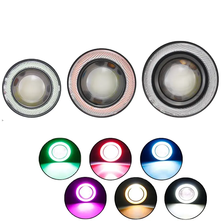 Hot sale-3.5 inch angel eyes fog lights 12v 10w universal 3.5 cob led headlights white blue pink yellow green purple 64/76/89mm