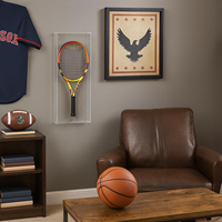 Vente en gros de cadre de présentation de raquettes de tennis en acrylique de luxe personnalisé, support mural pour objets sportifs avec protection UV