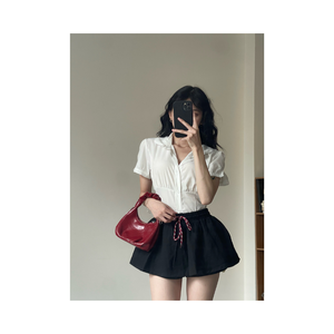 Meilleure vente : Jupe-short élastique pour femme avec cordon de serrage – Coupe évasée, jupe-short décontractée, pantalon décontracté taille haute coupe droite - Product Image 1