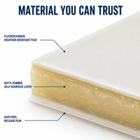 Rouleau de membrane d'étanchéité autocollante en butyl enduit de PVDF résistant aux UV, 1 mm, pour toiture métallique, toiture industrielle et terrasse