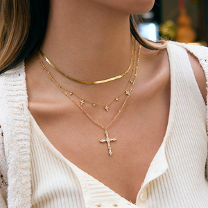 <span class=keywords><strong>Collar</strong></span> de Cruz de Oro delicado de J & D para mujer, colgante de diamantes de imitación de cristal blanco de acero inoxidable, joyería de fe elegante, regalo para ella - Product Image 3