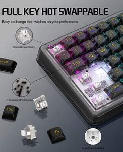K75RGB transparent <b>keyboard</b> 81-key three-mode wireless wired mechanical player e-sports <b>keyboard</b> - Product Image 5