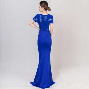 ชุดราตรีปักเลื่อมแบบยาว คอวี แขนสั้น ประดับลูกปัด สำหรับงานพิธีหรือโอกาสพิเศษ - Product Image 5