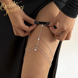 Cadena de <span class=keywords><strong>Muslo</strong></span> Elástica Vintage Sexy para Mujer, Aleación Dorada, Cristal, Diamantes de Imitación, Clip, Cuentas, Cadena Múltiple para Pierna, Fiestas, Bodas, Aniversarios - Product Image 1