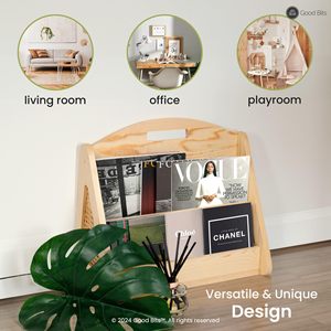 Estantería de madera para niños, estante de almacenamiento de 2 niveles, color madera natural, organizador de libros de tipo vertical - Product Image 3