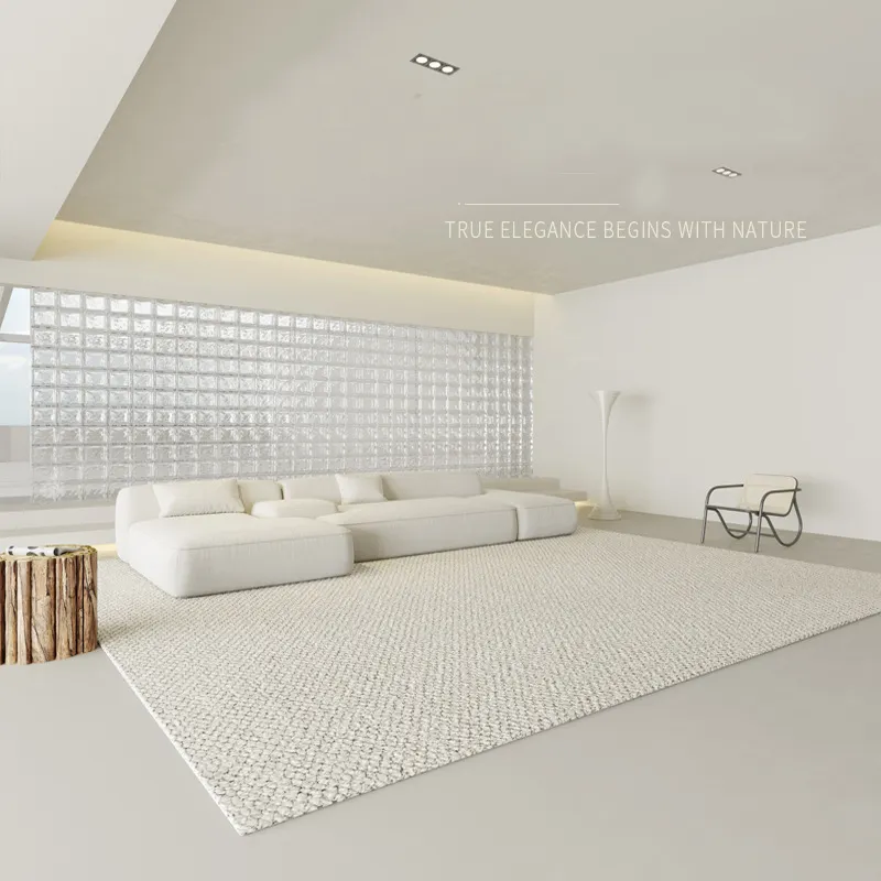 2023 tappeto di lana di fascia alta tinta unita vento silenzioso intero bianco camera da letto tappeto di lusso leggero