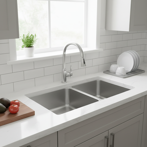 [BAEKJO] EUROPEAN BD813 Deep Drawn Double Bowl Kitchen Sink with <b>Scratch</b>-Resistant Satin Polished Surface - Product Image 3
