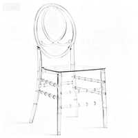 Chaises d'hôtel empilables en acrylique transparent monobloc pour événements et réceptions en extérieur