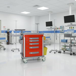 <span class=keywords><strong>Chariot</strong></span> de soins infirmiers de couleur rouge <span class=keywords><strong>chariot</strong></span> de soins médicaux d'urgence en plastique ABS mobile CY-D407B - Product Image 4