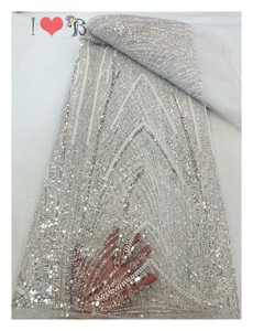 Le plus récent tissu de robe de mariée perlée colorée et de luxe perle dentelle tissu <span class=keywords><strong>maille</strong></span> exquise dentelle perlée pour mariage - Product Image 2