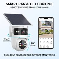 Cámara de Seguridad Solar 4G con Video Continuo AOV, Grabación 24/7, 6MP, Doble Lente, Doble Pantalla, PTZ, Cámara CCTV para Exteriores