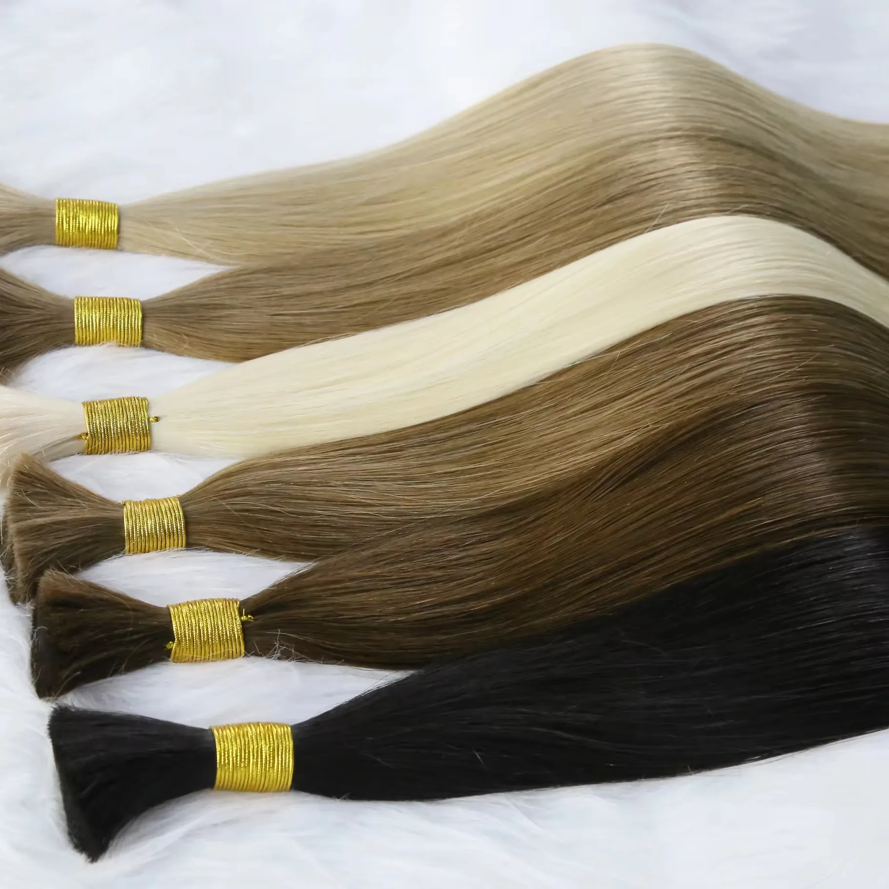 Extensão de cabelo humano Virgin Remy original de fábrica, extensões em massa de cabelo virgem não processado 100% natural, em massa para extensões