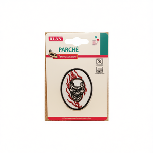 Patch ILAN 5,9x4,5 cm con design a teschio termoadesivo per abbigliamento - Product Image 2