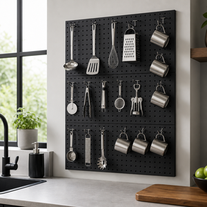Painel Organizador de Ferramentas Moderno Preto para Montagem na Parede, Suporte Resistente para Garagem, Armazenamento de Ferramentas, Casa, Escritório e Sala de Artesanato - Product Image 3