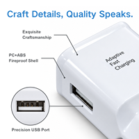 Chargeur rapide adaptatif OEM 15W en gros, adaptateur secteur USB portable pour téléphones Samsung Galaxy, chargeurs et adaptateurs US EU UK