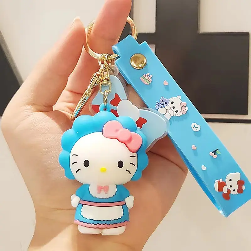 Heißer Senrio PVC-Schlüsselanhänger Hallokitty Melodi Kulomi Pompompi Cinnami Anime-Figur für Kinder HK KT Katzenausstattung Dangle