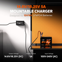 Chargeur de batterie intelligent LiTime 14,6V 18,25V 5A LiFePO4 à 3 étapes de charge IP65 certifié FCC/CE/RoHS