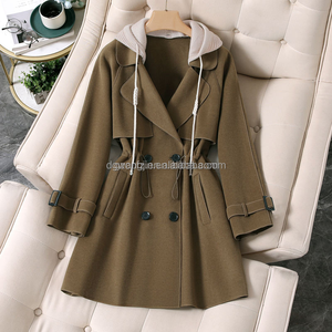 แจ็คเก็ตกันล<span class=keywords><strong>ม</strong></span>ตัวยาวสำหรับผู้หญิง, แจ็คเก็ตกันล<span class=keywords><strong>ม</strong></span>กระดุมสองแถวปิดฤดูใบไม้ผลิ/ฤดูใ<span class=keywords><strong>บ</strong></span>ไ<span class=keywords><strong>ม</strong></span>้ร่วง/ฤดูหนาว - Product Image 3